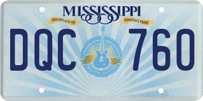 MS license plate DQC760