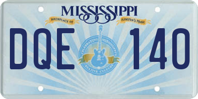 MS license plate DQE140