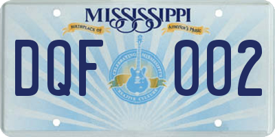 MS license plate DQF002