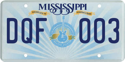 MS license plate DQF003