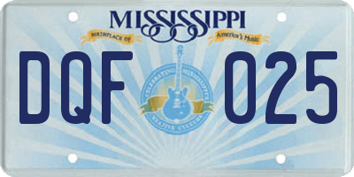 MS license plate DQF025
