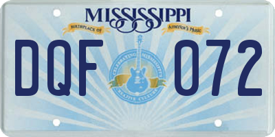 MS license plate DQF072
