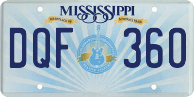 MS license plate DQF360