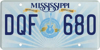 MS license plate DQF680