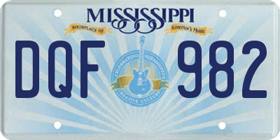 MS license plate DQF982