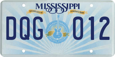 MS license plate DQG012