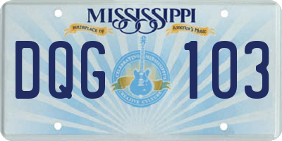 MS license plate DQG103