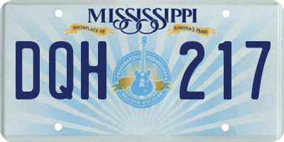 MS license plate DQH217