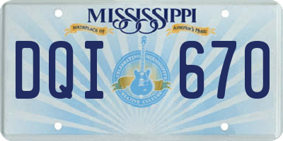 MS license plate DQI670