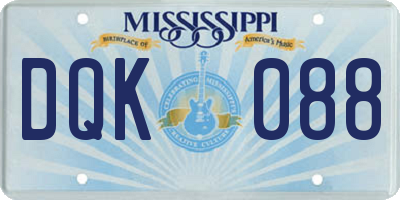 MS license plate DQK088