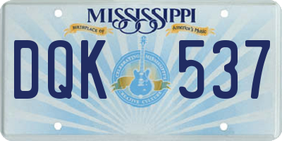 MS license plate DQK537