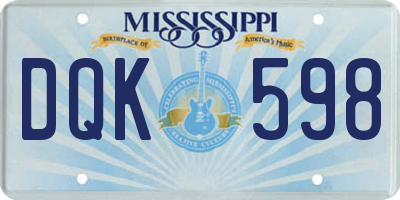 MS license plate DQK598