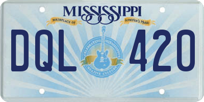 MS license plate DQL420