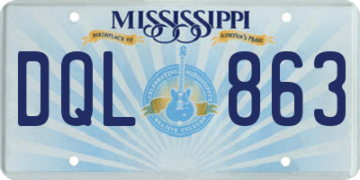 MS license plate DQL863