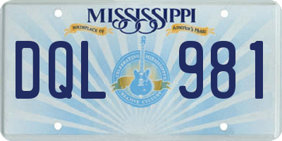 MS license plate DQL981