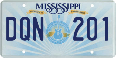 MS license plate DQN201