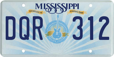 MS license plate DQR312