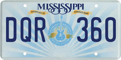 MS license plate DQR360