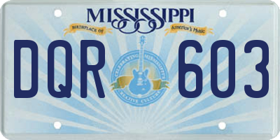 MS license plate DQR603