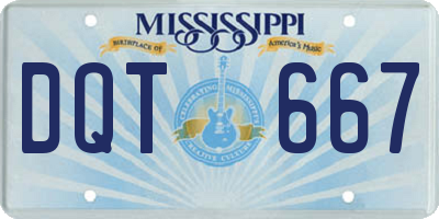 MS license plate DQT667
