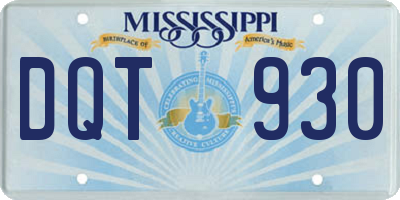 MS license plate DQT930