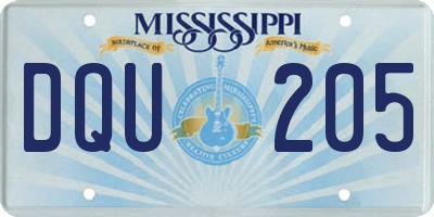 MS license plate DQU205