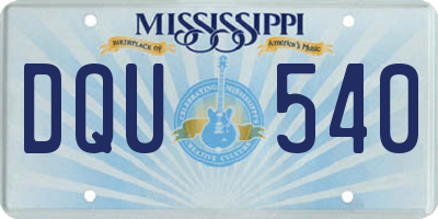 MS license plate DQU540