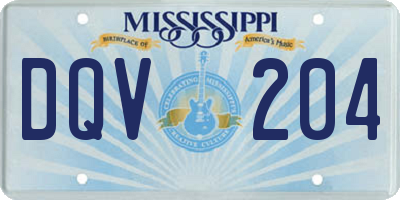 MS license plate DQV204