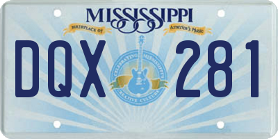 MS license plate DQX281