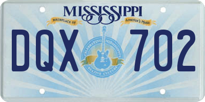 MS license plate DQX702