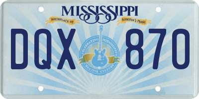 MS license plate DQX870