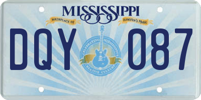 MS license plate DQY087