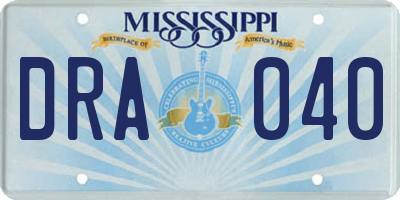MS license plate DRA040
