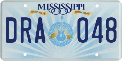 MS license plate DRA048