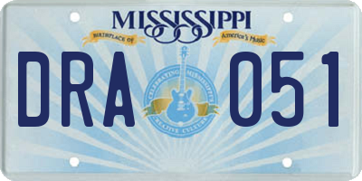 MS license plate DRA051