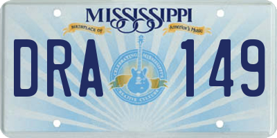 MS license plate DRA149