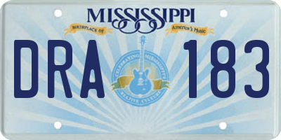MS license plate DRA183