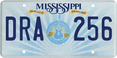 MS license plate DRA256