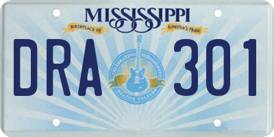 MS license plate DRA301