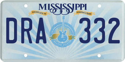 MS license plate DRA332