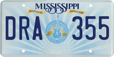 MS license plate DRA355