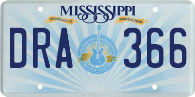 MS license plate DRA366