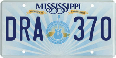 MS license plate DRA370