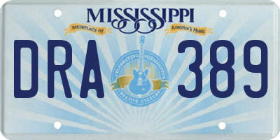 MS license plate DRA389