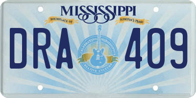 MS license plate DRA409
