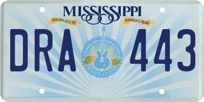 MS license plate DRA443