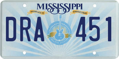 MS license plate DRA451