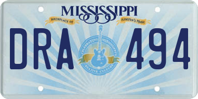 MS license plate DRA494