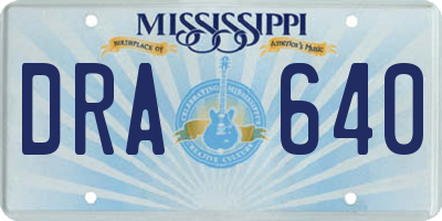 MS license plate DRA640