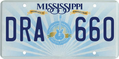 MS license plate DRA660